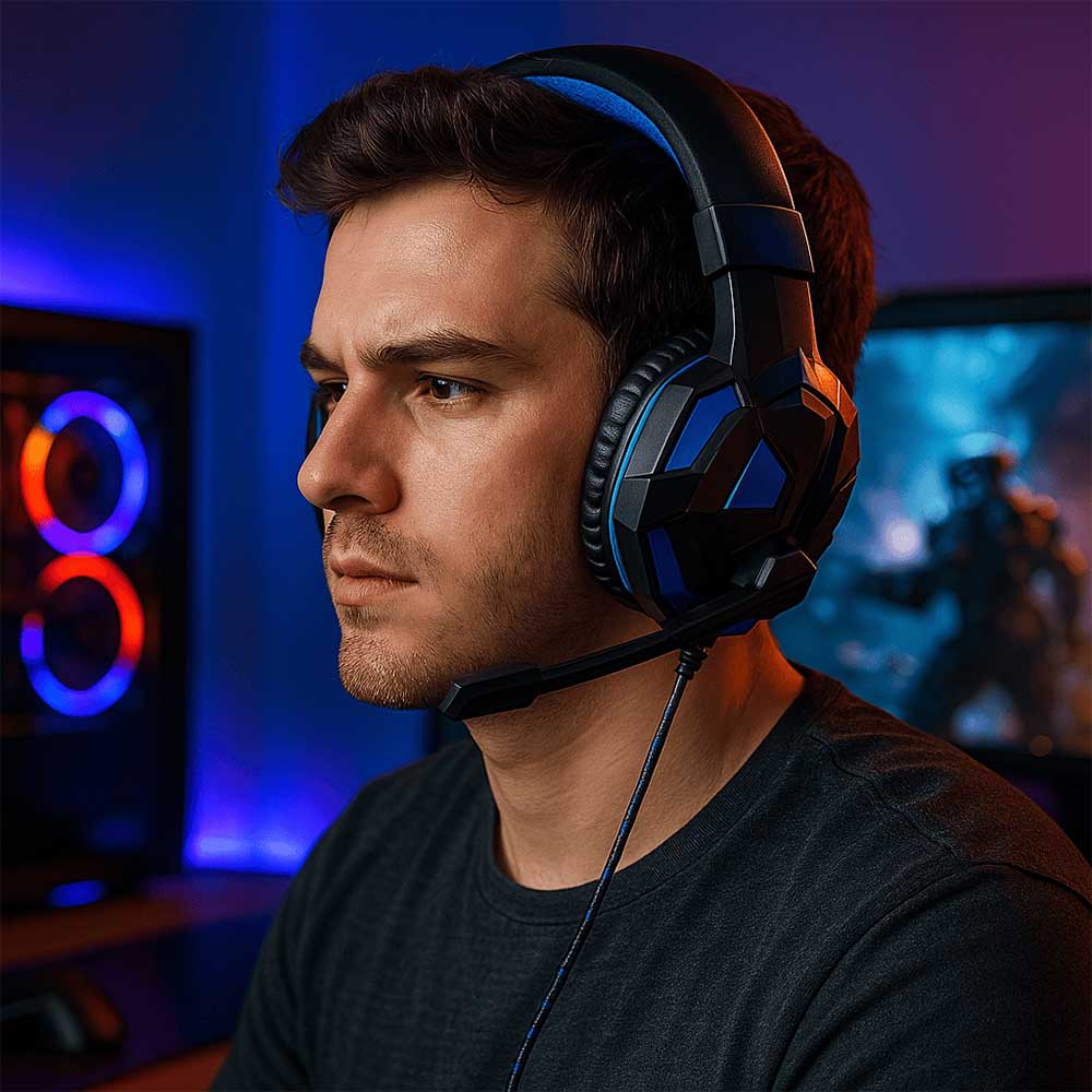 Casque Gaming Filaire Stéréo avec Micro 120° – PS4 / PS5 / PC / Smartphone